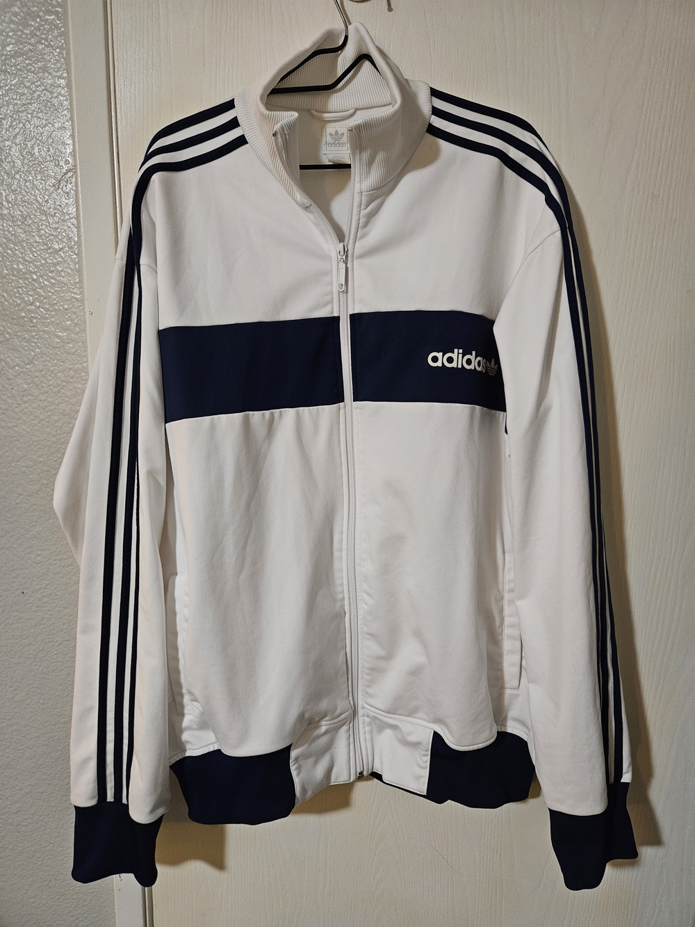 adidas White and Navy Panel Track Jacket